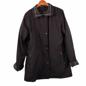Bianca Nygard Black Coat With Zip In Plaid Liner Size Large Warm winter coat